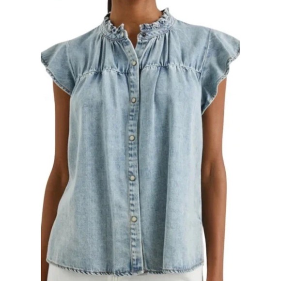 ANTHROPOLOGIE Rails Ruthie Flutter Shirt Top Acid Wash Size Medium - Picture 1 of 6
